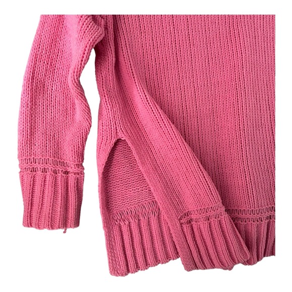Aerie Sunset Chenille Pink Turtleneck Oversized Chunky‎ Sweater Womens Medium - Picture 9 of 10